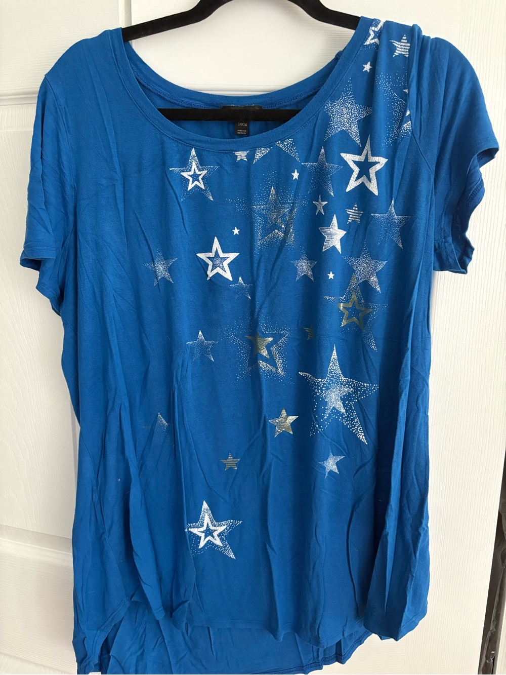Lane Bryant Blue Short-Sleeve Star Print Tee